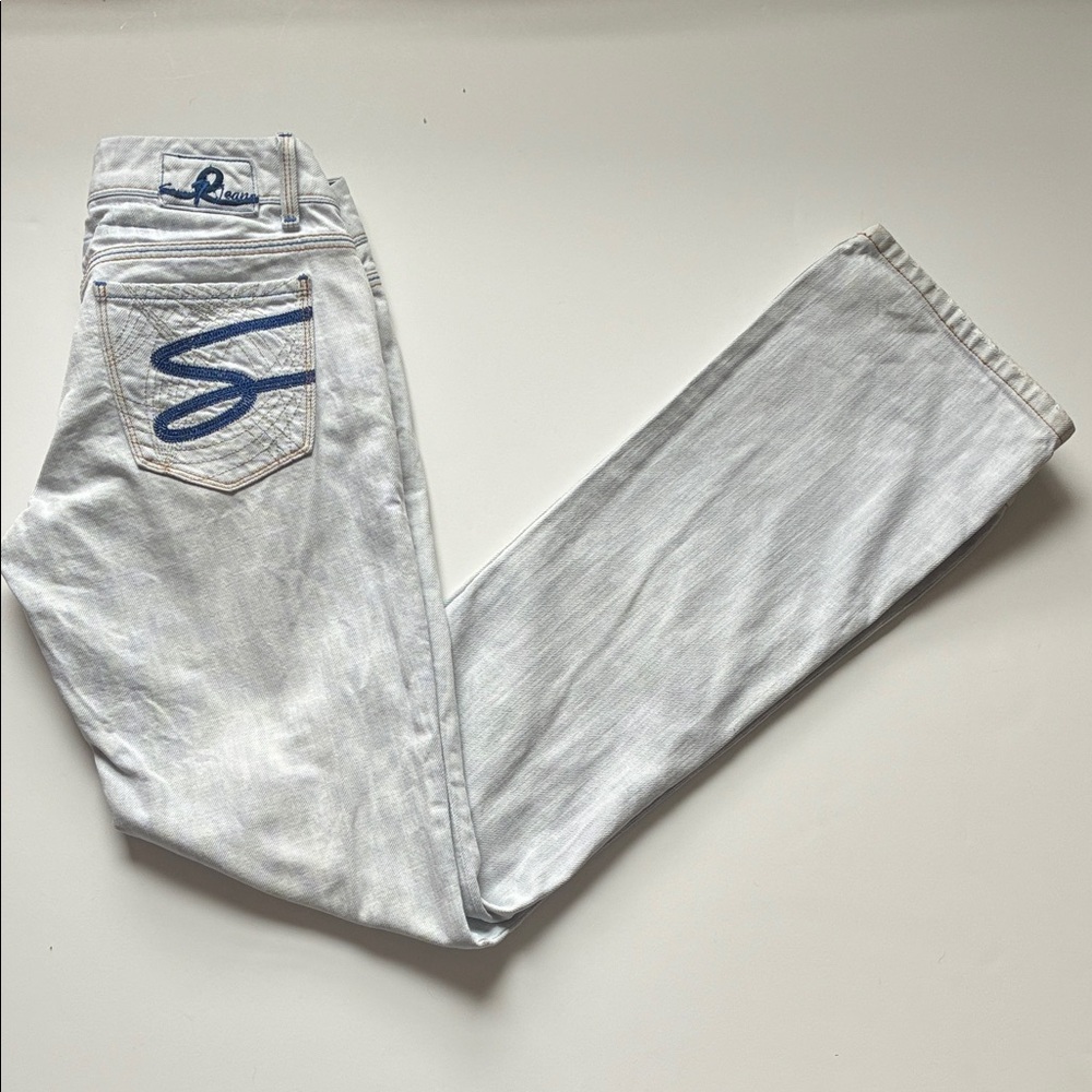 Seven7 Y2K Light Blue Super Low Rise Boot Cut - Size 27